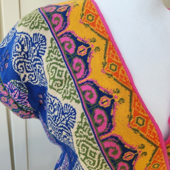 Soft Surroundings Kualoa Tunic Sweater Short Sleeves Printed Colorful Pretty XS - Picture 6 of 16